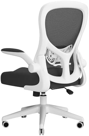 Hbada Office Chair Ergonomic Desk Chair, Office Desk Chairs with PU Silent Wheels, Breathable Mesh Computer Chair with Adjustable Lumbar Support, Flip-up Armrests, Tilt Function, Grey