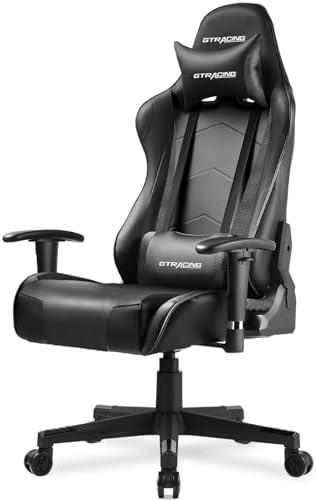 GTRACING Gaming Chair Racing Office Computer Ergonomic Video Game Chair Backrest and Seat Height Adjustable Swivel Recliner with Headrest and Lumbar Pillow Esports Chair (White)