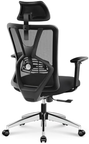 Ticova Ergonomic Office Chair - High Back Desk Chair with Adjustable Lumbar Support & 3D Armrest - 130°Reclining & Rocking Mesh ComputerChair with Thick Seat Cushion & Rotatable Headrest