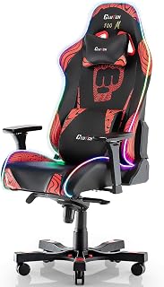 Clutch Chairz Pewdiepie Chair LED 100M- Ergonomic Gaming Chair, Video Game Chairs, Office Chair, High Chair and Lumbar Pillow for Computer Desk - Black - Throttle Series