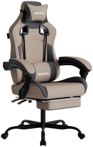 Gaming Chair with Massage, Ergonomic PC Gaming Chair with Footrest Comfortable Headrest and Lumbar Support, High Back, 300LBS (Grey)