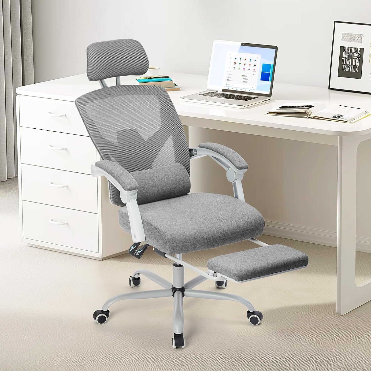 Sweetcrispy Ergonomic Office Chair, Computer Desk Chair with Lumbar Support
