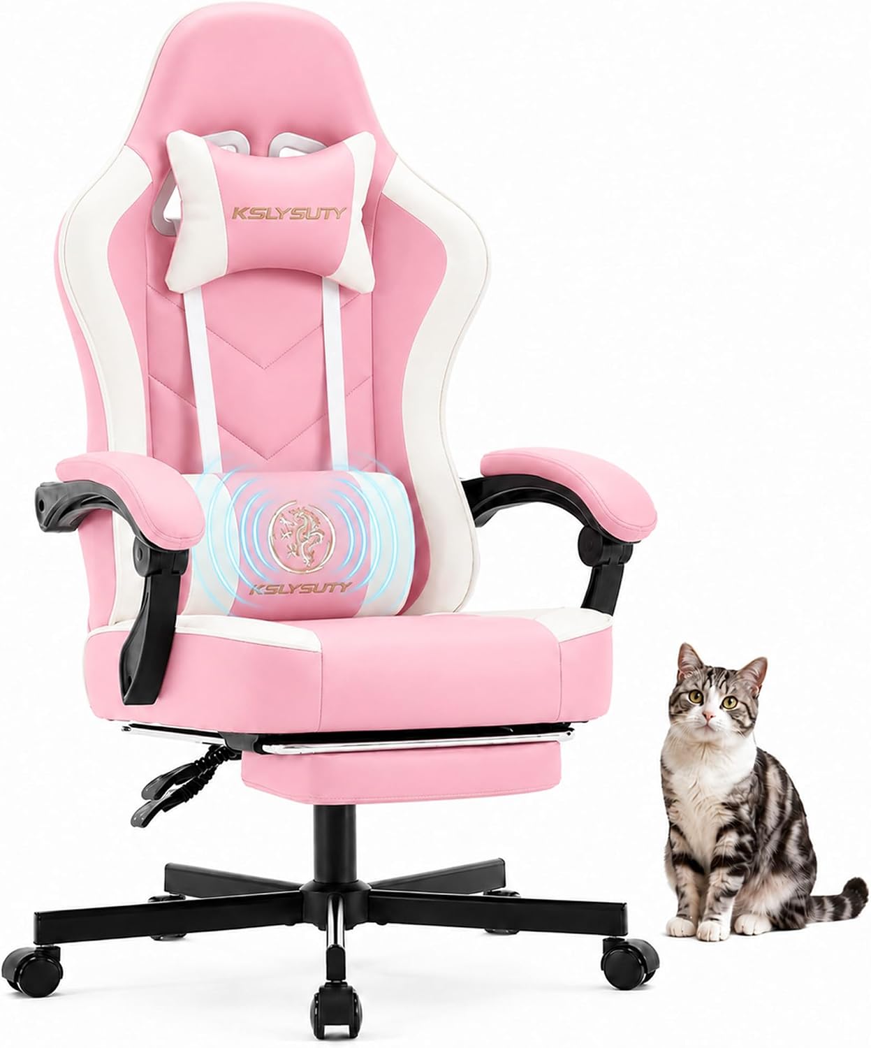 Mistpeople Gaming Chair, Ergonomic High Back Computer Chair with Footrest, Lumbar Support and Pocket Spring Cushion